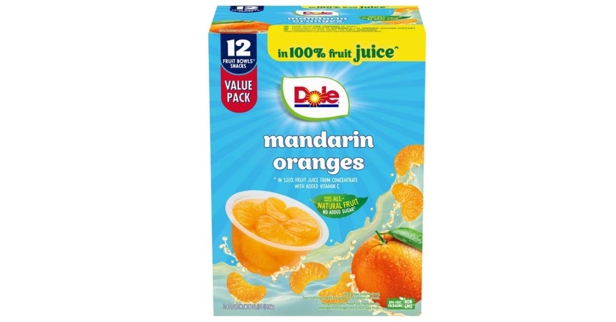 Dole Fruit Bowls Mandarin Oranges in 100% Fruit Juice, 4 oz Cups (12 Pack)