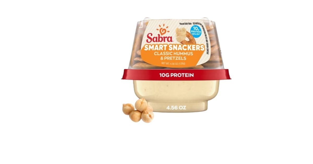 Sabra Smart Snackers Classic Fresh Hummus Dip with Pretzels, Non-GMO, Gluten Free, Vegan On-the-Go Hummus, 4.56oz Cup (1 Count)