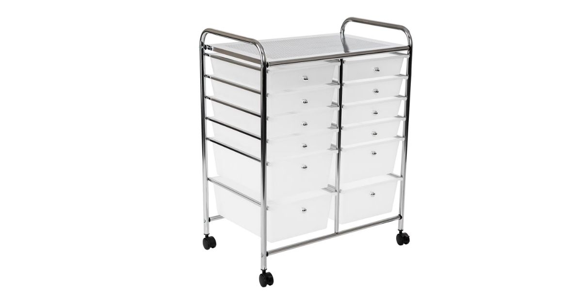 Seville Classics 12-Drawer Rolling Organizer Cart, 25.2 W x 15.2 D x 31.7 H