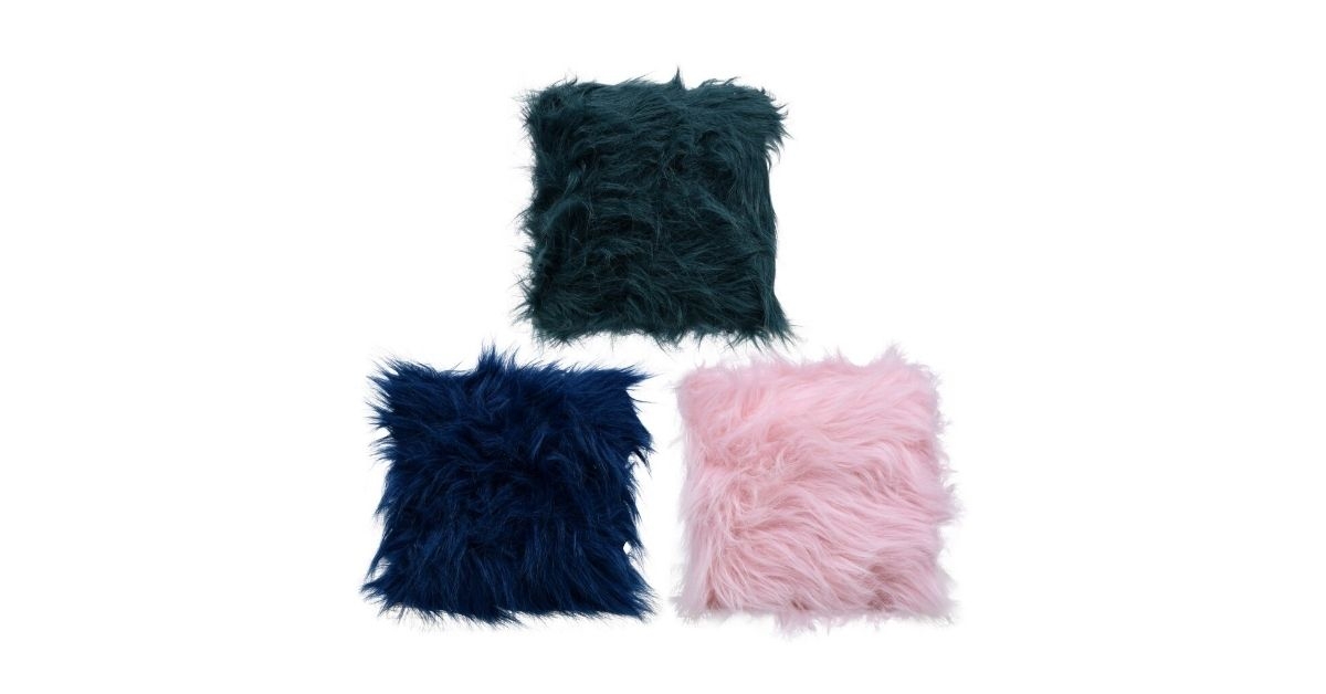 colored faux fur pillows