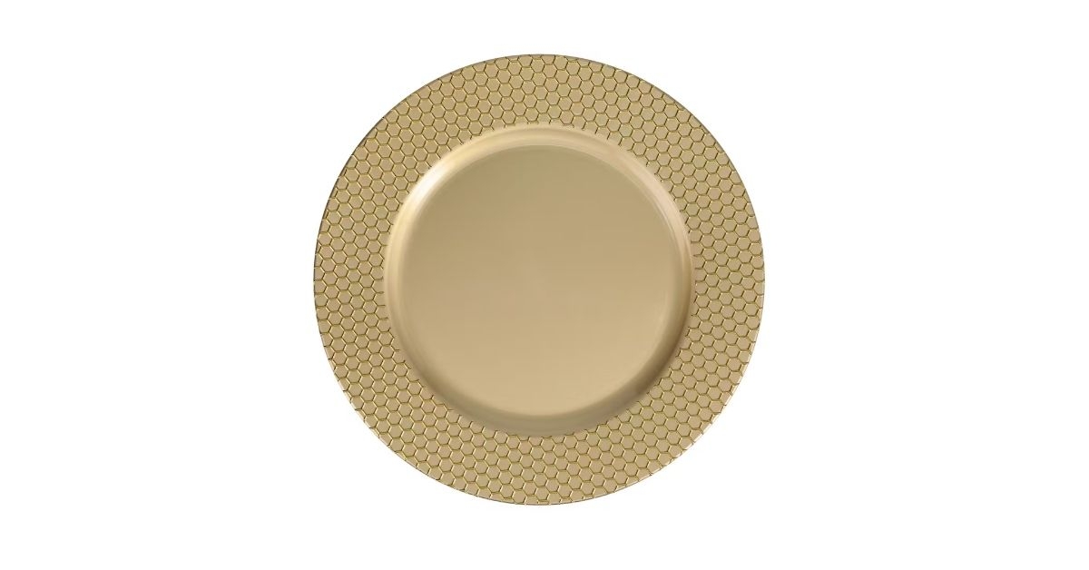 gold honeycomb charger plates