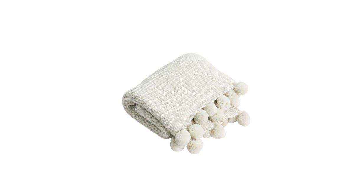 Cream Knit Pom Pom Throw by Ashland®