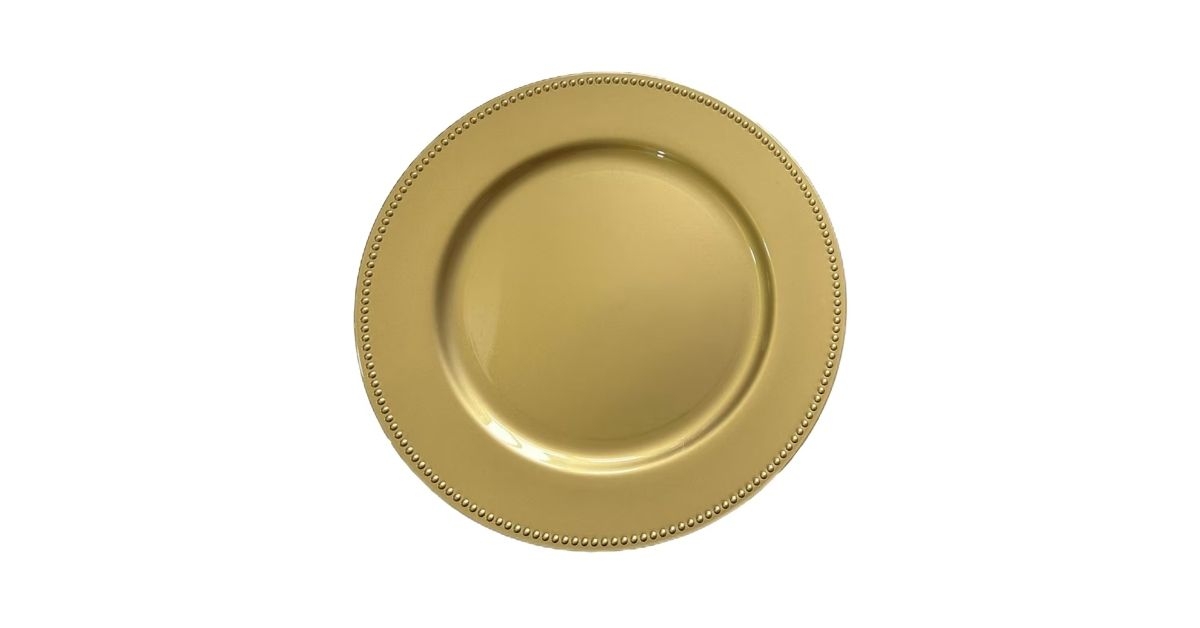 gold plastic charger plates