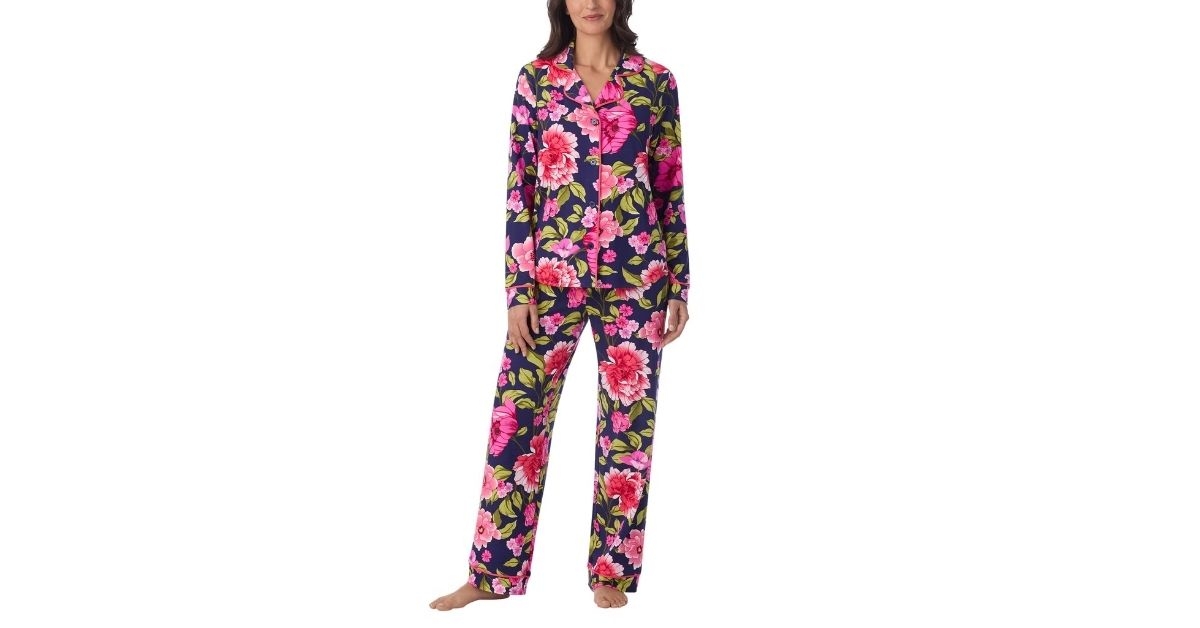 room service womens notch collar pj set