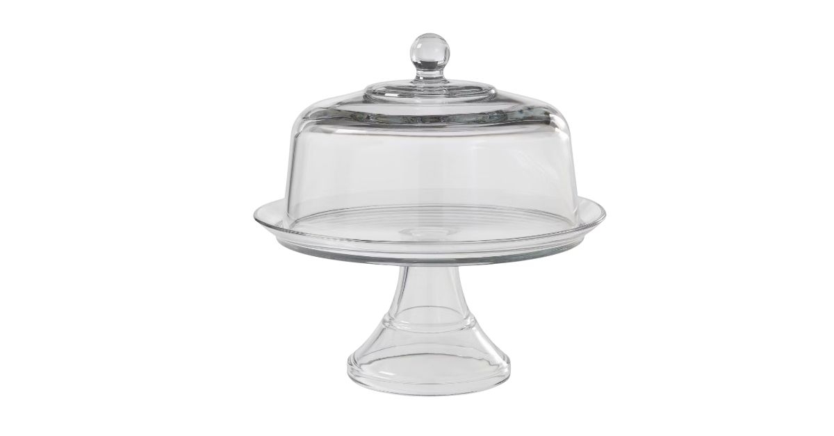 Classic 2pc Glass Cake Stand with Dome - Threshold™- Traditional Round Cupcake Display, Clear Glass, Hand Wash, 13.6 Height
