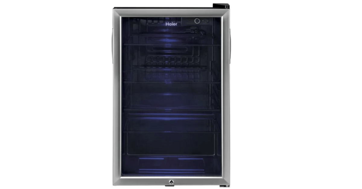 Haier 150-Can Capacity Stainless Steel Beverage Center Fridge