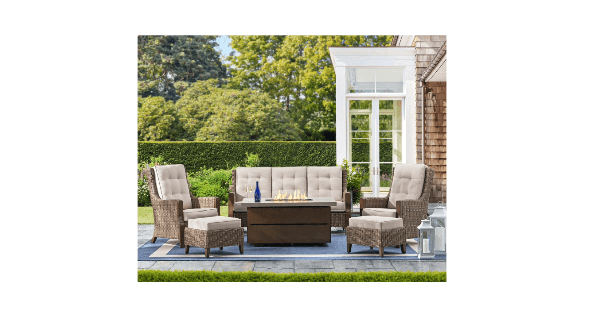 Member's Mark Park City Deep Seating Fire Set with Sunbrella Fabric