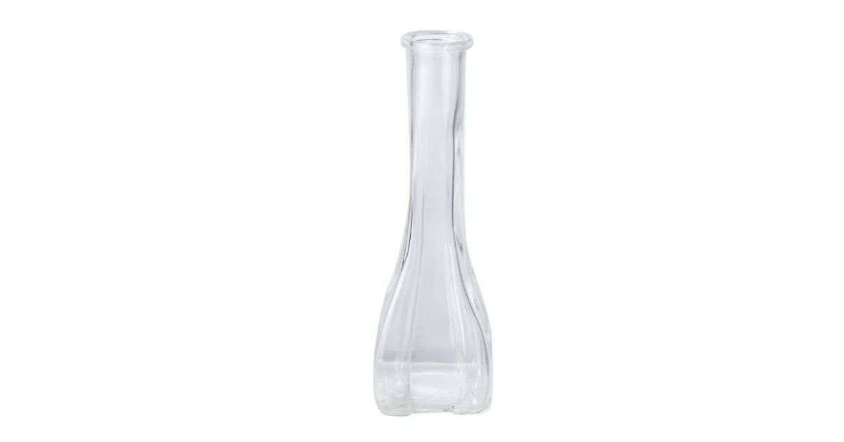 Clear Glass Ribbed Bud Vases, 8.5 in.