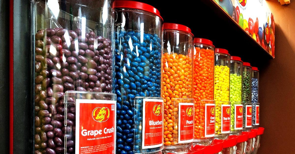 candy store dispenser with several assorted flavors