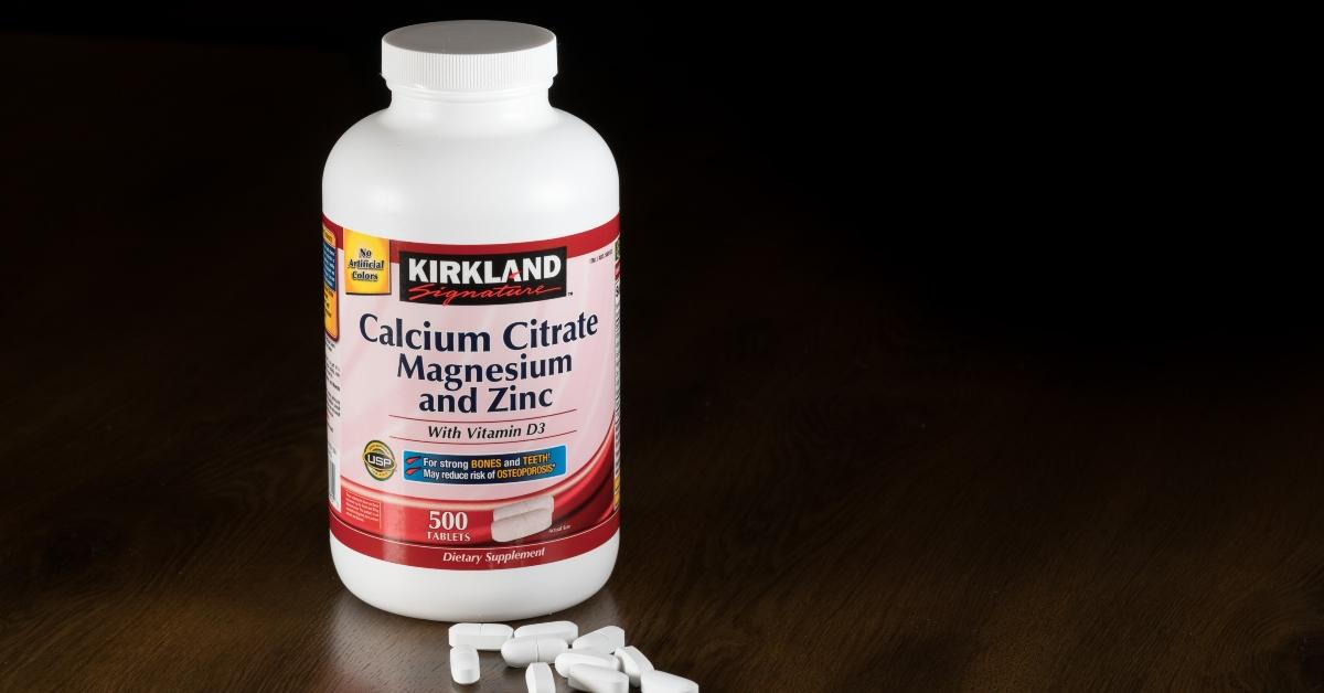 Kirkland Calcium Citrate vitamin supplement bottle