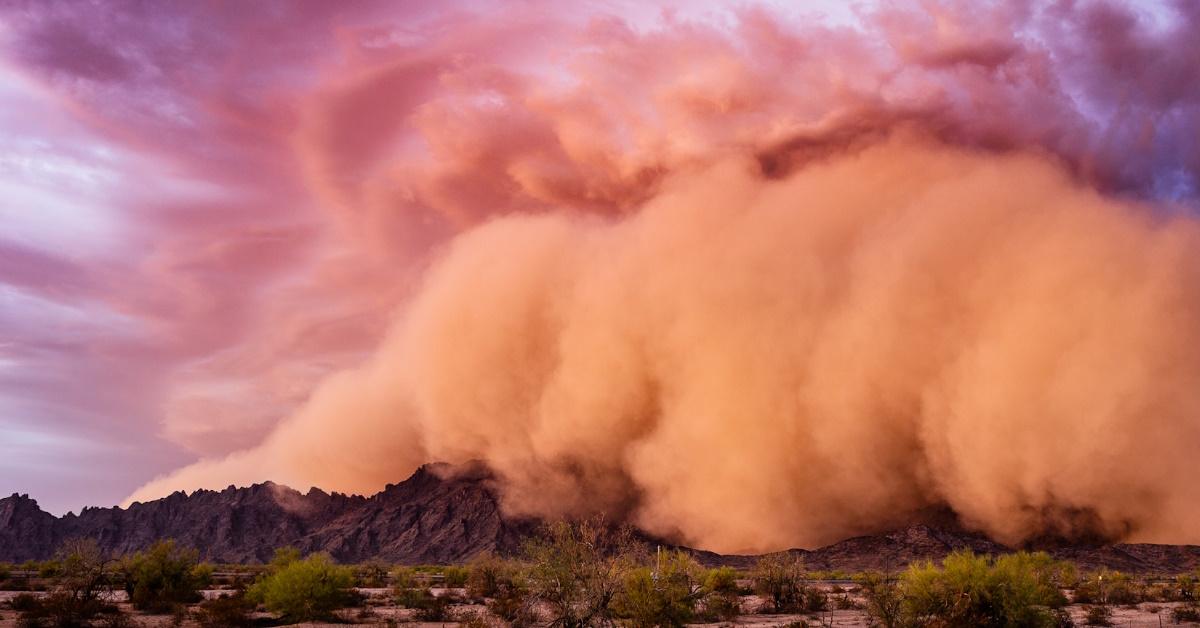 haboob sandstorm blowing towards desert in arizona