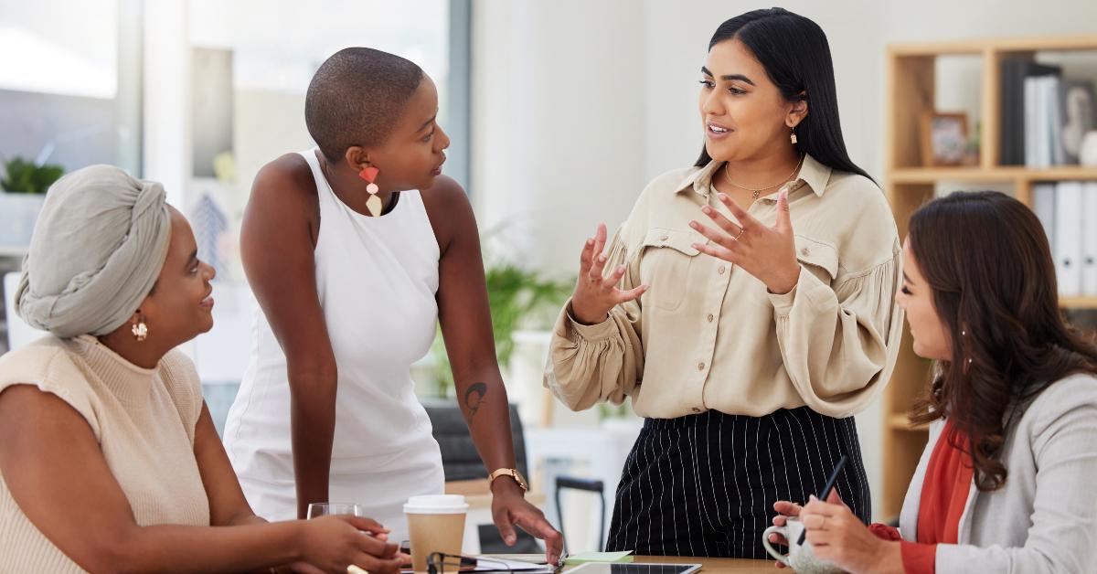 young businesswomen brainstorming