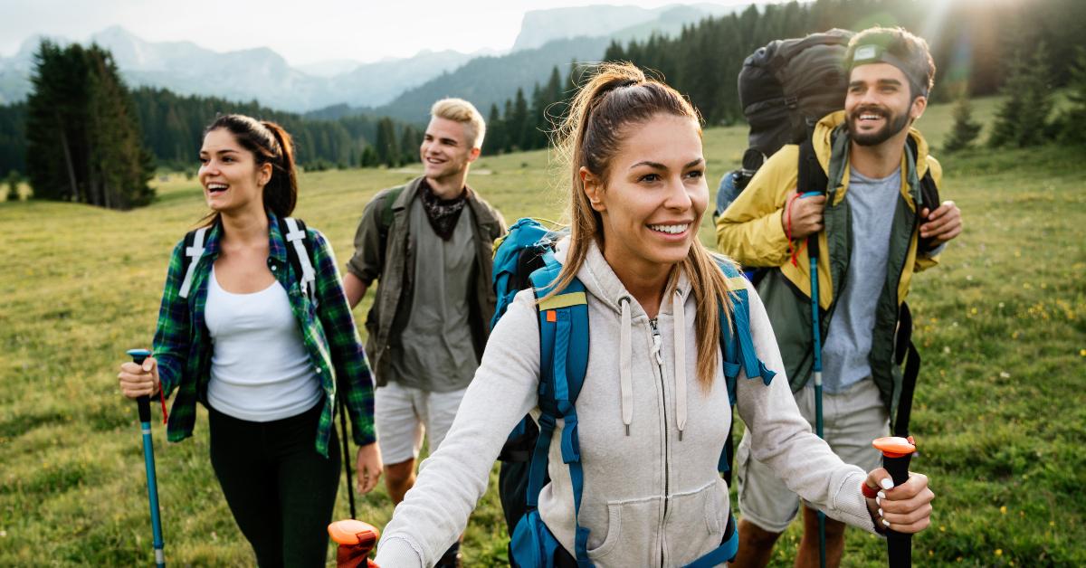friends hiking together outdoors