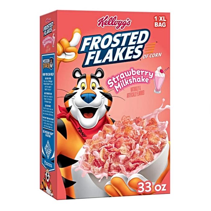 frosted flakes cereal strawberry milkshake