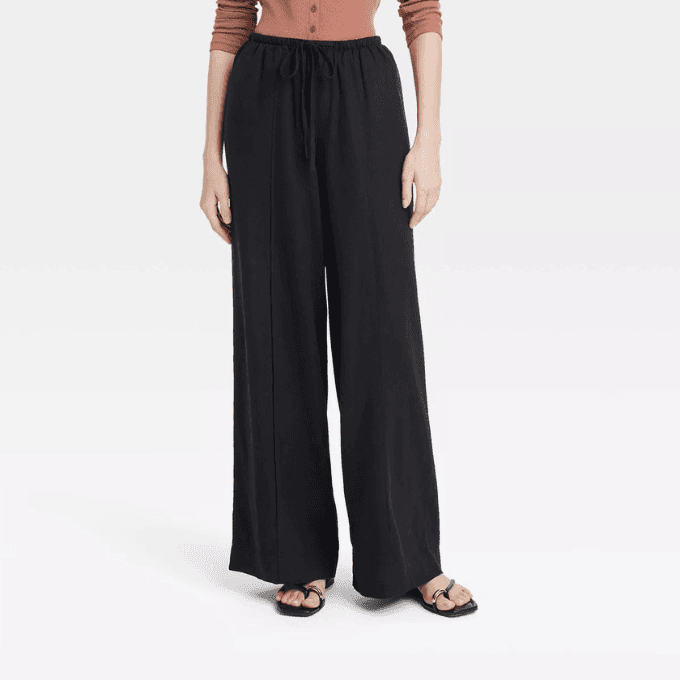 high-rise wide-leg linen pants