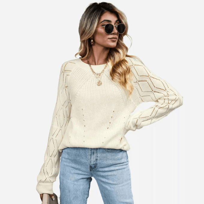women's cutout raglan long sleeve sweater