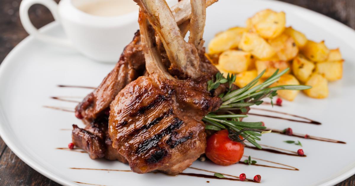 lamb chop meal with potato