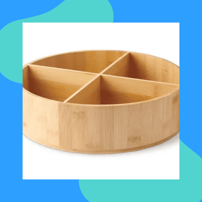  Bamboo turntable organizer