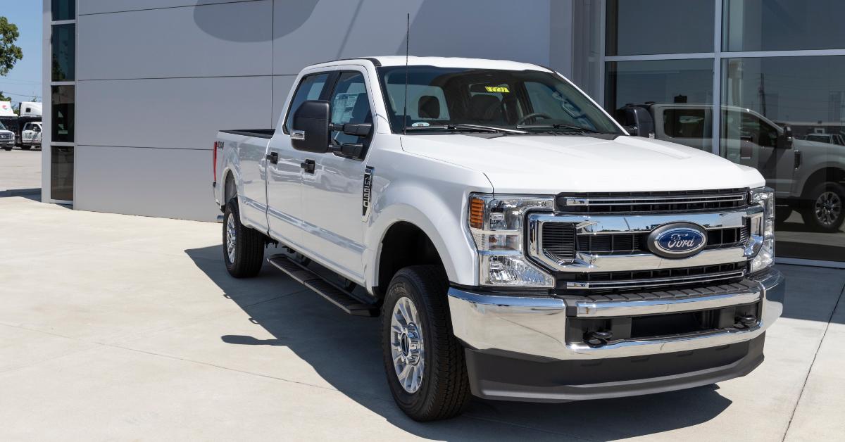 Ford F-250 display at a dealership