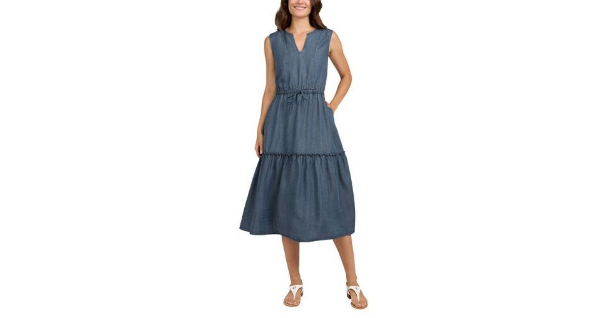 lands end ladies tiered midi dress