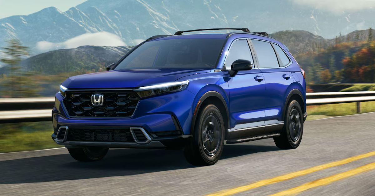 a blue honda cr v