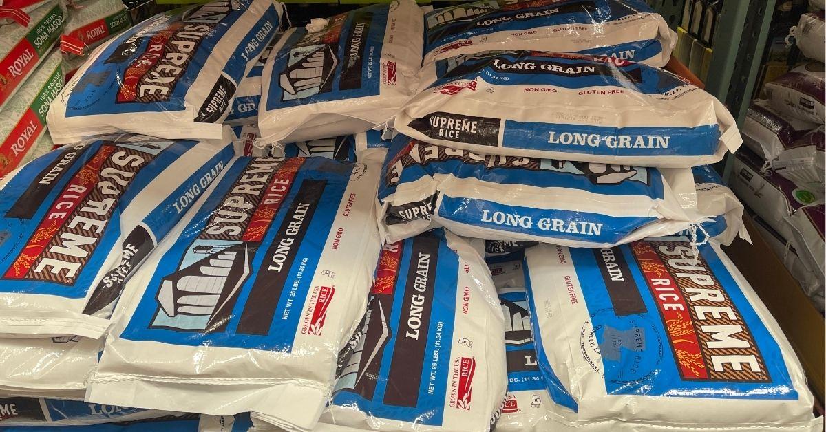 sacks of long grain rice