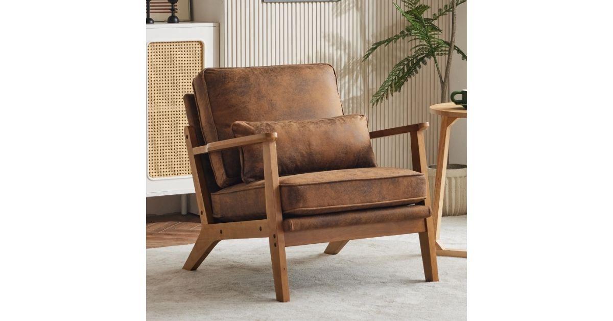ktaxon accent suede upholstered armchair