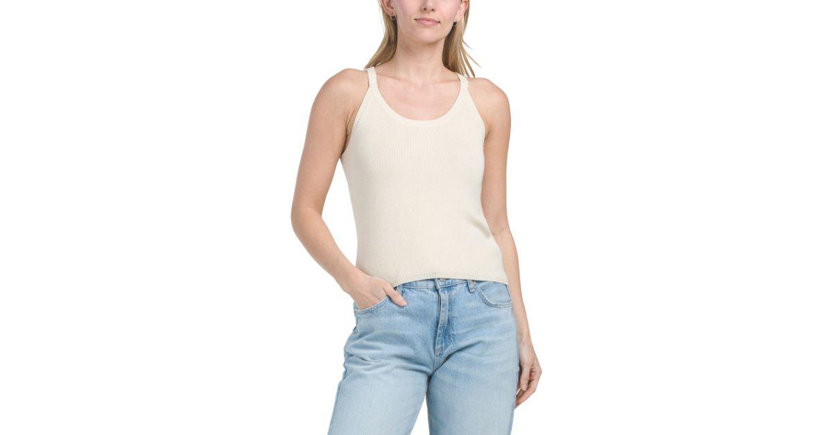 line blend rounded neck sweater tank