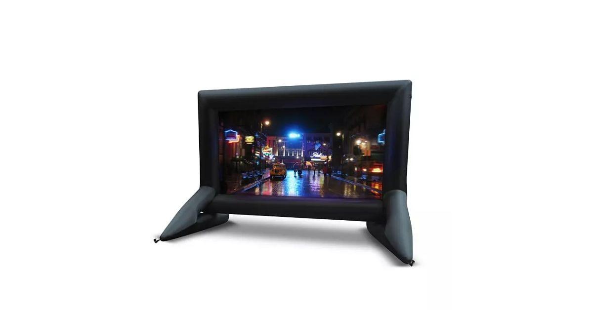 inflatable outdoor screen with built in stand