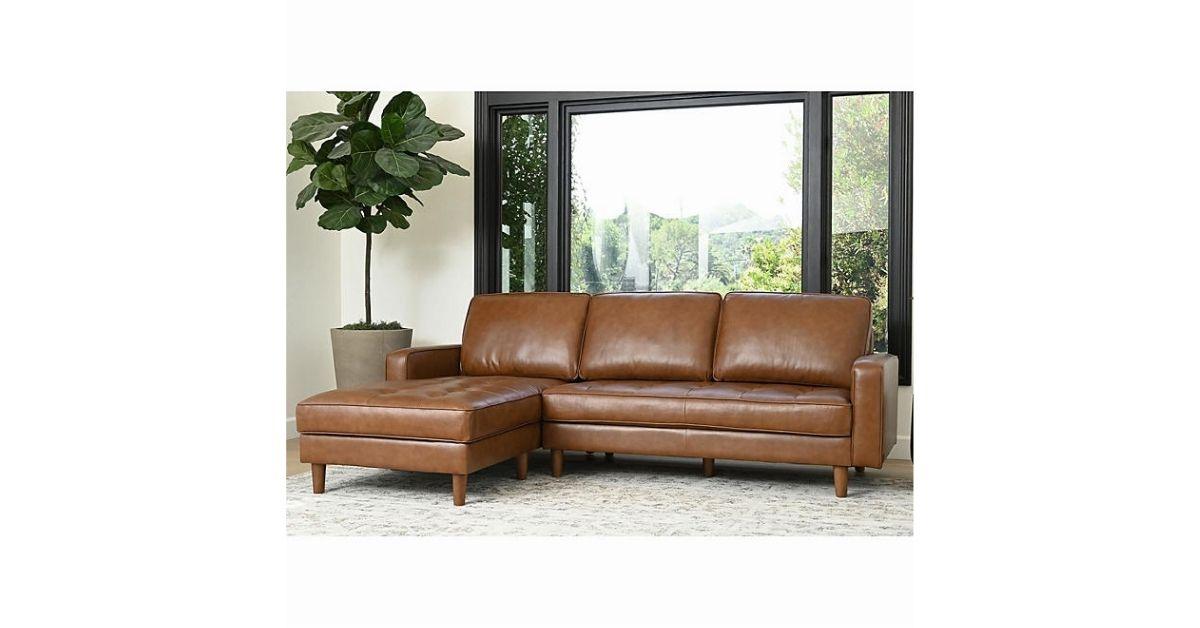 jasper mid century top grain leather sectional