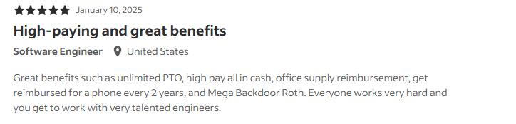 screenshot of employee review
