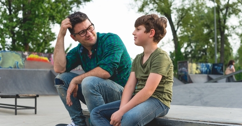 Father talking to son