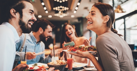 friends eating at a restaurant