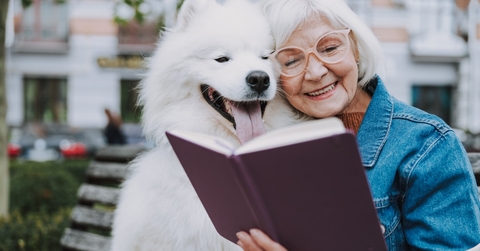 Retired woman with dog