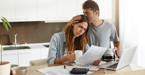 young couple worried about finances