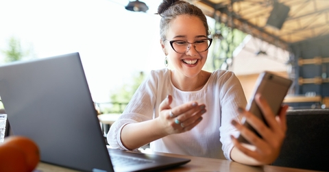Woman using smartphone