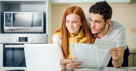 Couple looking at computer