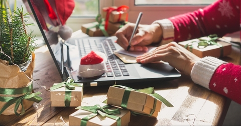 christmas shopping at computer