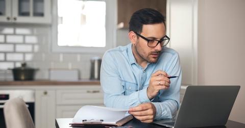Accountant work from home on a laptop