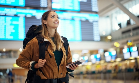 Smiling woman in airport