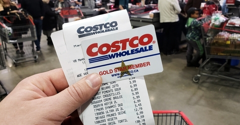 costco receipt and membership card