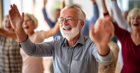 seniors showing vitality while dancing