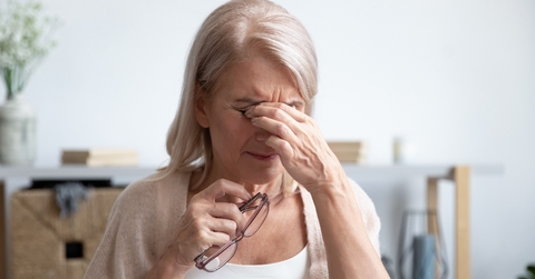 A frustrated older woman