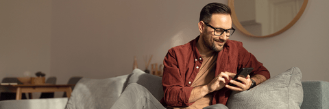 Man on phone at home