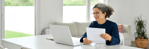 Woman checking online banking