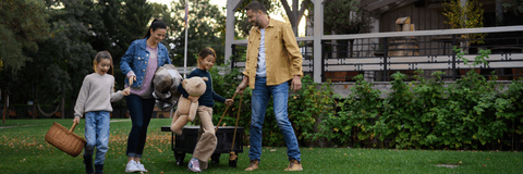 Young family enjoying the outdoors