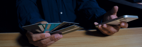 Man with multiple credit cards