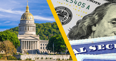 The capitol building in West Virginia and a Social Security image