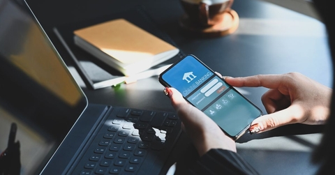 Online banking screen on smartphone