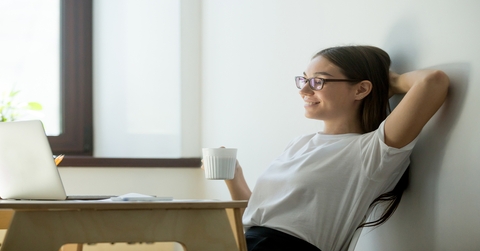 Woman relaxing and enjoying her job